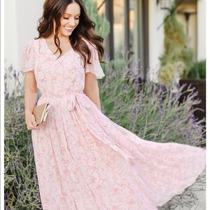 Rachel Parcell Pink Floral Midi Dress